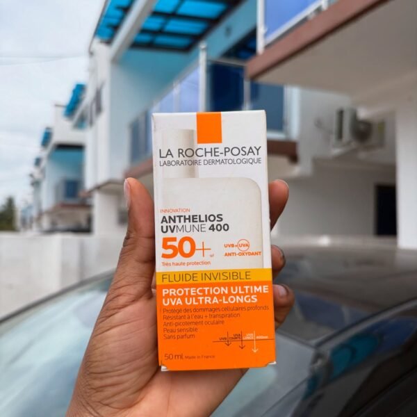 La Roche-Posay Anthelios UVMune 400 Invisible Fluid SPF50+ sunscreen.