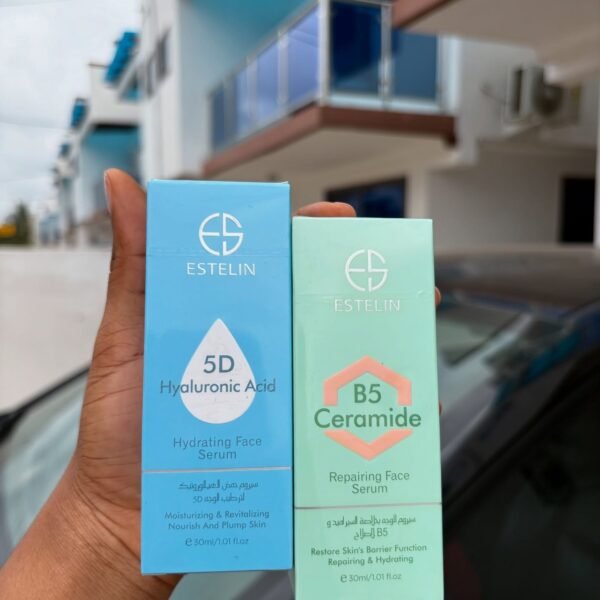 Estelin 5D Hyaluronic Acid Hydrating Face Serum and Estelin B5 Ceramide Repairing Face Serum