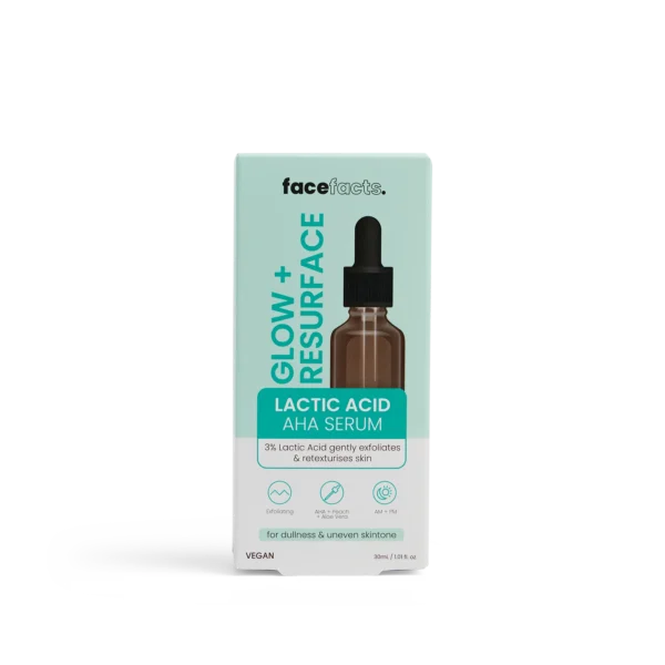 Face Facts Glow & Resurface Lactic Acid AHA Serum, 30ml